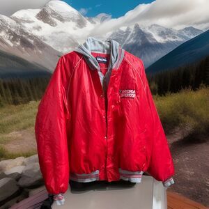 King Louie Brand Varsity Jacket Men's Size 3XL Red Satin Hydra Sports